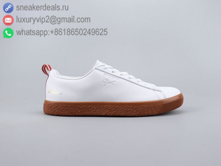 Puma Clyde Core L Foil Jr Men Sneakers White Leather Brown Size 40-45
